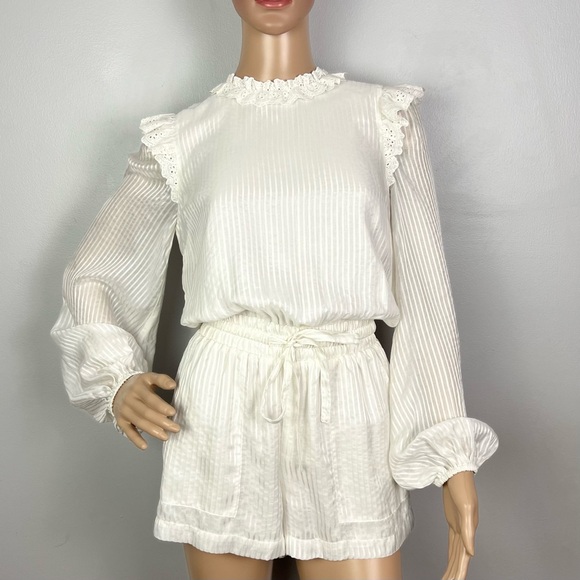NEW CAMI NYC WHITE STRIPED ROMPER - Picture 2 of 12